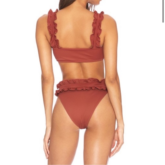 Beach Riot Hot Pink High Waist Ruffle Bikini Set - Picture 3 of 6